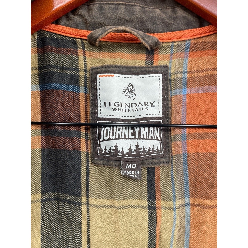 Legendary Whitetails Journeyman Jacket Shirt Mens M Waxed Plaid Lined Brown - Picture 4 of 12